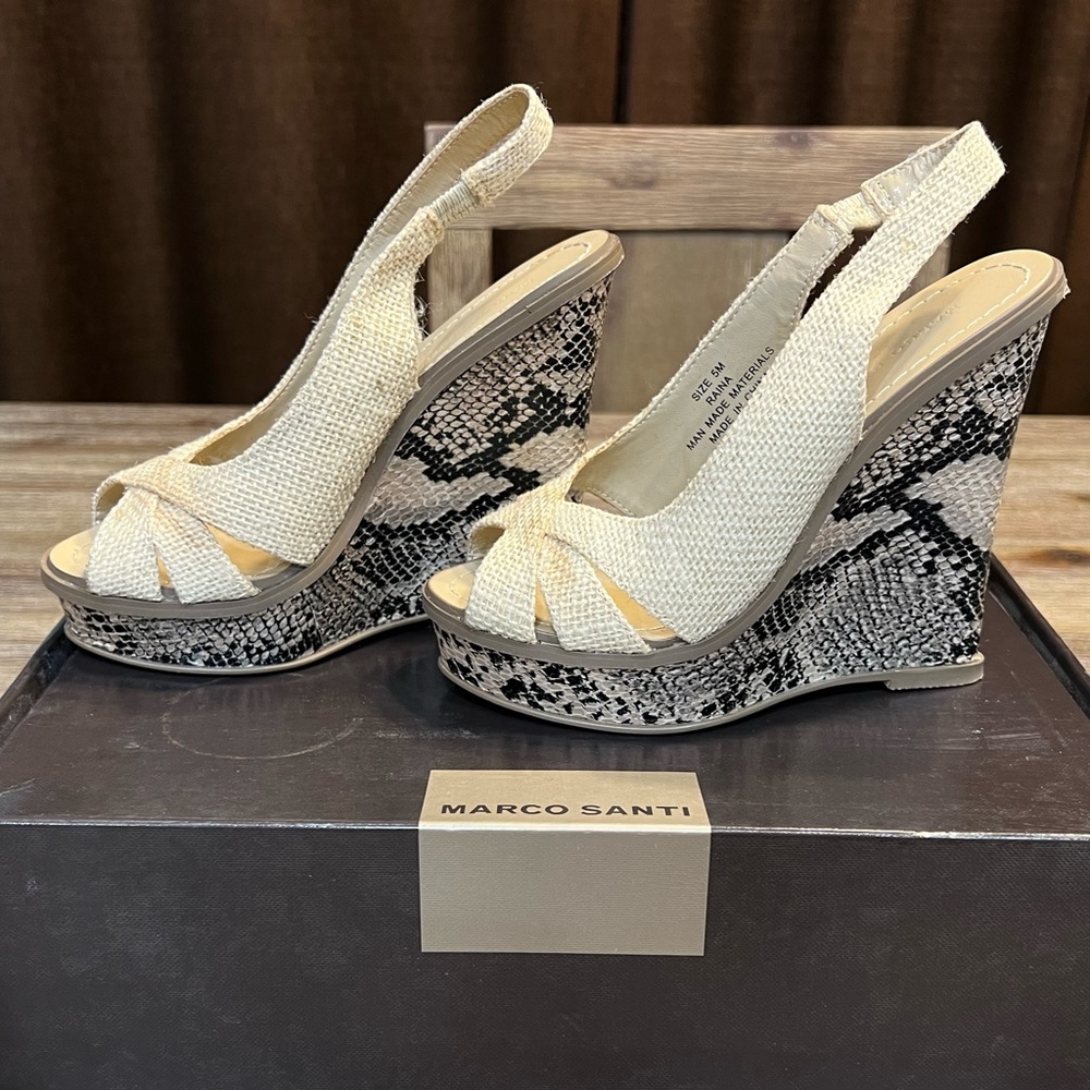 Platform wedge espadrilles, size 5